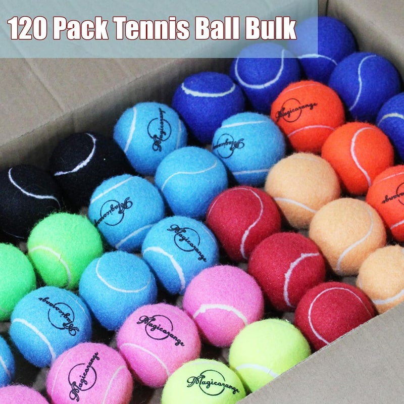 Magicorange Tennis Balls, 120 Pack Bulk Tennis Balls Pressureless Tennis Ball, Pet Dog Playing Balls, Good for Beginner Training Ball - Image 2
